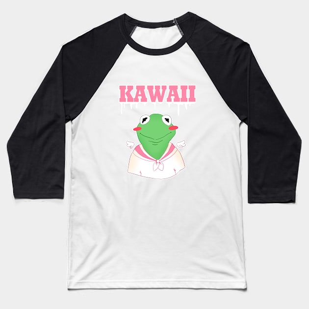 Kawaii kermit the frog by mamitheartist Baseball T-Shirt by MamiTheArtist